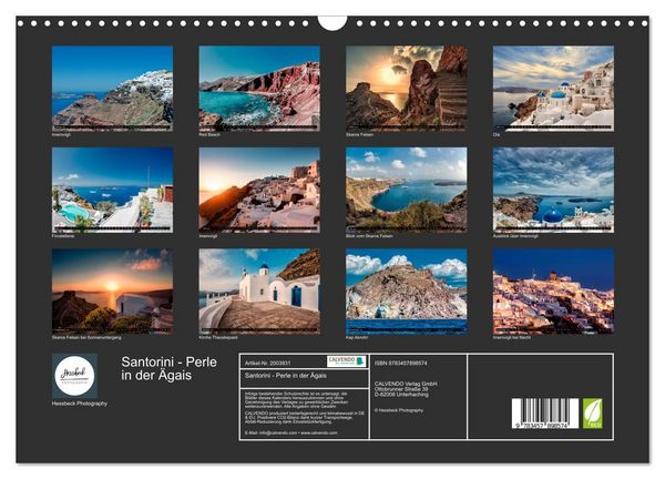 Produktbild: Santorini - Perle in der &Auml;gais (Wandkalender 2026 DIN A3 quer), CALVENDO Monatskalender