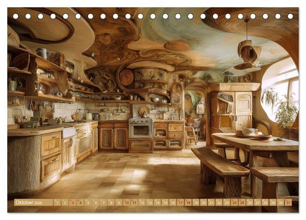 Produktbild: Fantastische K&uuml;chenarchitektur. KI-Design zum Staunen (Tischkalender 2026 DIN A5 quer), CALVENDO Monatskalender