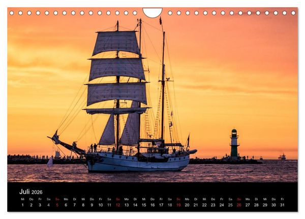 Produktbild: Windjammer auf der Ostsee im Abendlicht (Wandkalender 2026 DIN A4 quer), CALVENDO Monatskalender