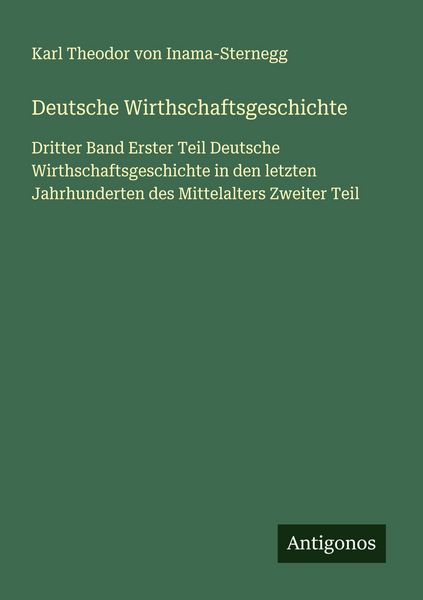 Produktbild: Deutsche Wirthschaftsgeschichte
