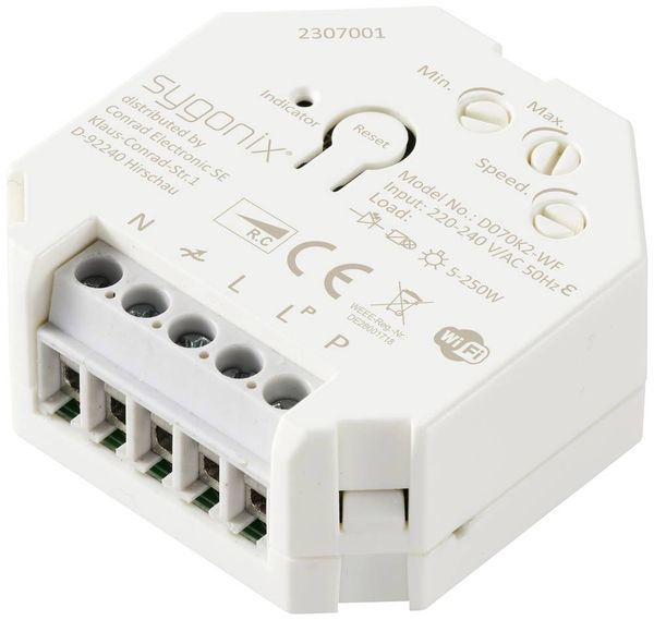 Produktbild: Sygonix SY-5775566 Unterputz Dimmer Geeignet f&uuml;r Leuchtmittel: LED-Lampe, Gl&uuml;hlampe, Halogenlampe Wei&szlig;