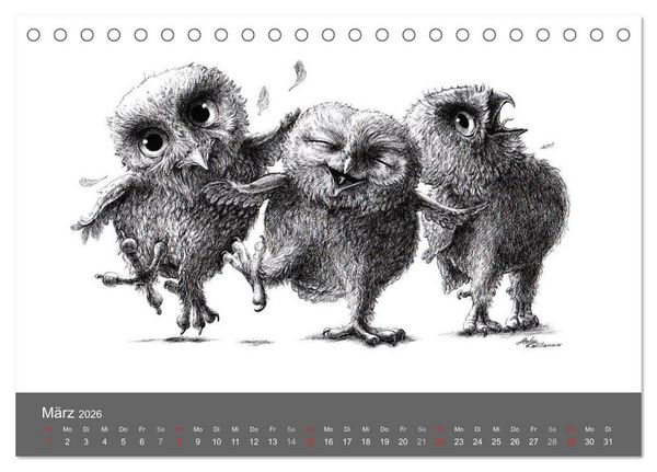 Produktbild: owls & friends 2026 (Tischkalender 2026 DIN A5 quer), CALVENDO Monatskalender