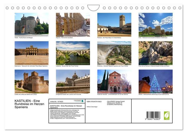 Produktbild: KASTILIEN - Eine Rundreise im Herzen Spaniens (Wandkalender 2026 DIN A4 quer), CALVENDO Monatskalender