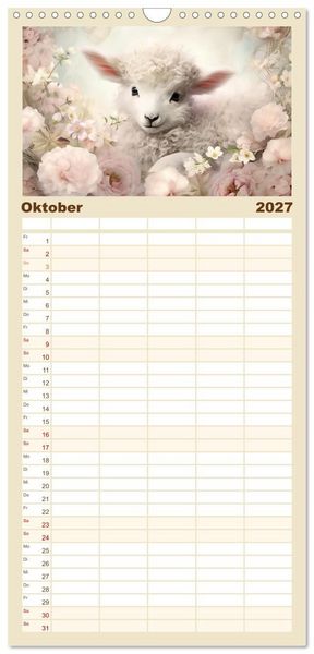 Produktbild: Familienplaner 2027 - Tierisch s&uuml;&szlig;! mit 5 Spalten (Wandkalender, 21 x 45 cm) CALVENDO