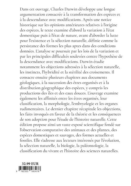 Produktbild: De l'Origine des Esp&egrave;ces