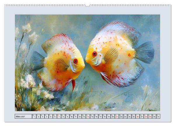 Produktbild: Diskusfische. Buntbarsche im S&uuml;&szlig;wasserbecken (hochwertiger Premium Wandkalender 2027 DIN A2 quer), Kunstdruck in Hochglanz