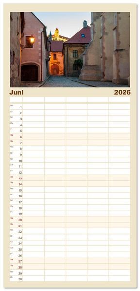 Produktbild: Familienplaner 2026 - Zauberhaftes Bratislava - Entz&uuml;ckende Hauptstadt der Slowakai an der Donau mit 5 Spalten (Wandkalender, 21 x 45 cm) CALVENDO