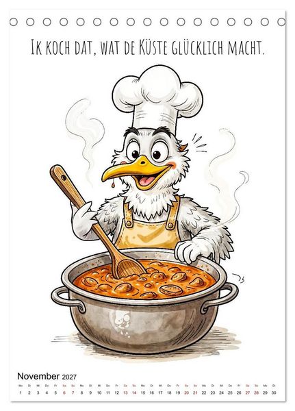 Produktbild: Freche K&uuml;sten‑M&ouml;wen - Lustiger maritimer Cartoon‑Kalender (Tischkalender 2027 DIN A5 hoch), CALVENDO Monatskalender