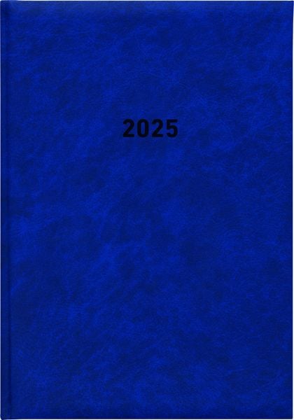 Buchkalender blau 2025 - Bürokalender 14,5x21 cm - 1 Tag auf 1 Seite - wattierter Kunststoffeinband - Stundeneinteilung 