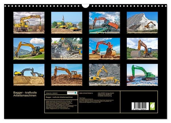 Produktbild: Bagger - kraftvolle Arbeitsmaschinen (Wandkalender 2026 DIN A3 quer), CALVENDO Monatskalender