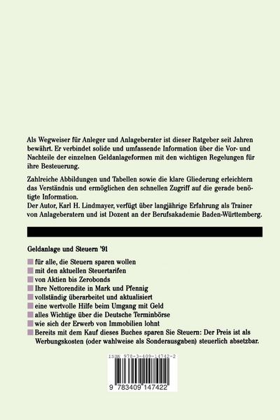 Produktbild: Geldanlage und Steuern &rsquo;91