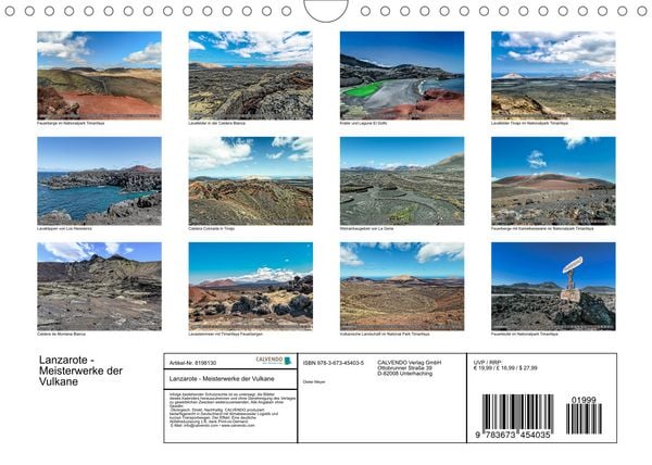 Produktbild: Lanzarote - Meisterwerke der Vulkane (Wandkalender 2022 DIN A4 quer)