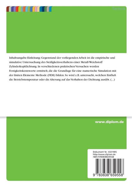 Produktbild: Untersuchung des Steifigkeitsverhaltens von Metall-Weichstoff-Zylinderkopfdichtungen von Industriemotoren