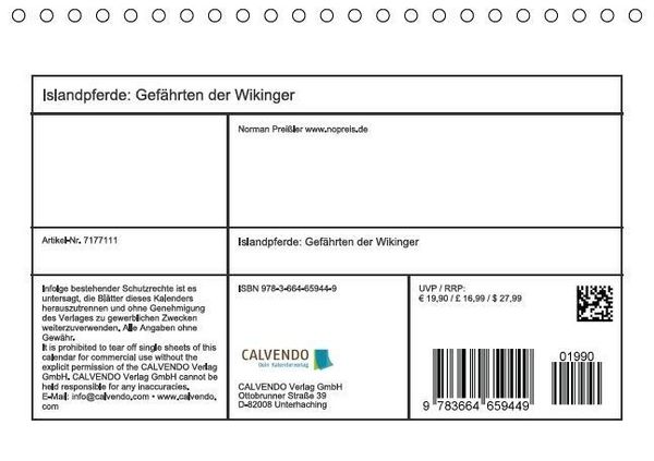 Produktbild: Islandpferde: Gef&auml;hrten der Wikinger (Tischkalender immerw&auml;hrend DIN A5 quer)
