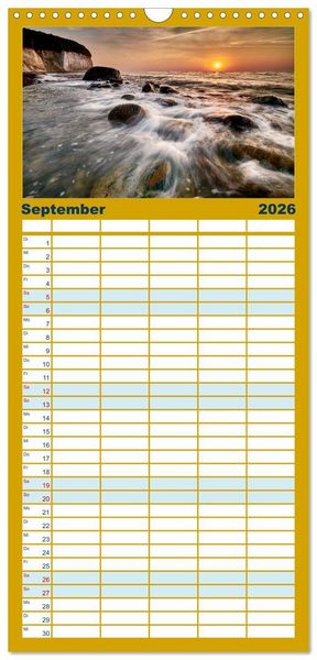 Produktbild: Familienplaner 2026 - Vorpommern im Fokus mit 5 Spalten (Wandkalender, 21 x 45 cm) CALVENDO