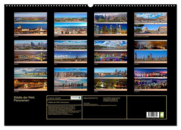 Produktbild: St&auml;dte der Welt, Panoramen (Wandkalender 2026 DIN A2 quer), CALVENDO Monatskalender