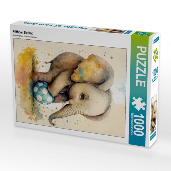 Produktbild: CALVENDO Puzzle Pfiffiger Elefant | 1000 Teile Lege-Gr&ouml;&szlig;e 64x48cm Foto-Puzzle f&uuml;r gl&uuml;ckliche Stunden