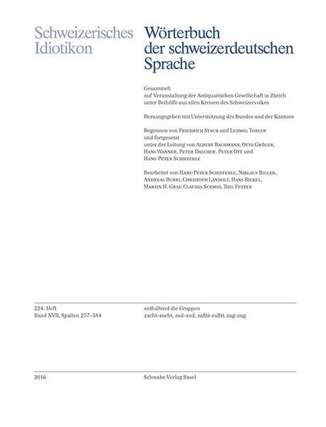 Produktbild: Schweizerisches Idiotikon, XVII, Heft 224