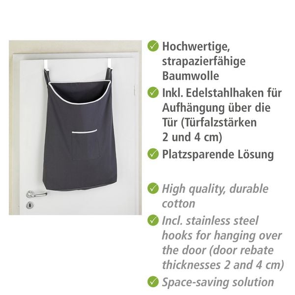 Produktbild: &Uuml;ber-T&uuml;r W&auml;schesammler Mod. Canguro Grau, 65 l