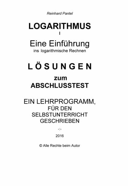 Produktbild: LOGARITHMEN Teil I - L&Ouml;SUNGEN zum Abschlusstest