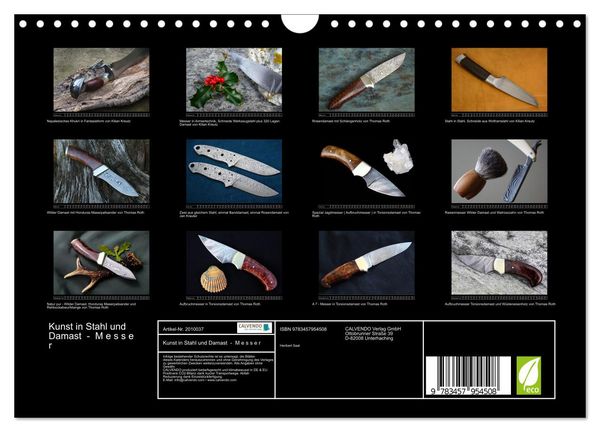 Produktbild: Kunst in Stahl und Damast - M e s s e r (Wandkalender 2026 DIN A4 quer), CALVENDO Monatskalender