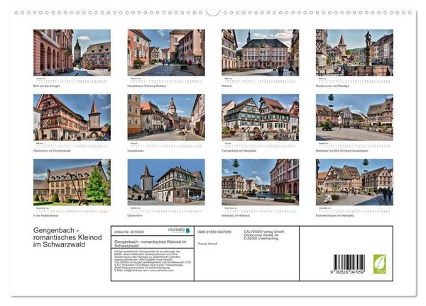 Produktbild: Gengenbach - romantisches Kleinod im Schwarzwald (hochwertiger Premium Wandkalender 2026 DIN A2 quer), Kunstdruck in Hochglanz