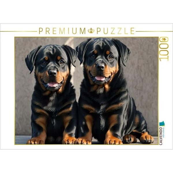 CALVENDO Puzzle Majestätische Rottweiler - Voller Kraft und Loyalität | 1000 Teile Lege-Größe 64x48cm Foto-Puzzle für glückliche Stunden