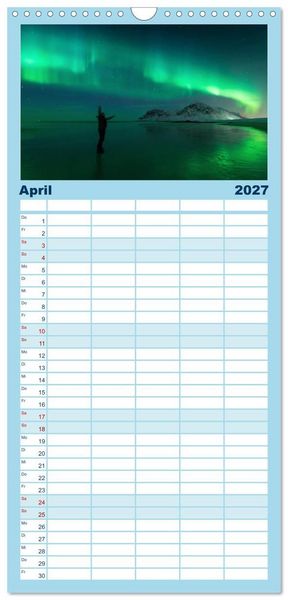 Produktbild: Familienplaner 2027 - Magische N&auml;chte - POLARLICHT mit 5 Spalten (Wandkalender, 21 x 45 cm) CALVENDO