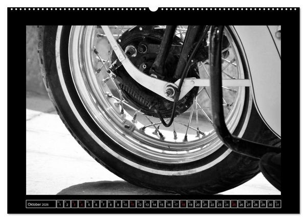 Produktbild: Harley Davidson WLA 750 in Schwarzweiss (Wandkalender 2026 DIN A2 quer), CALVENDO Monatskalender