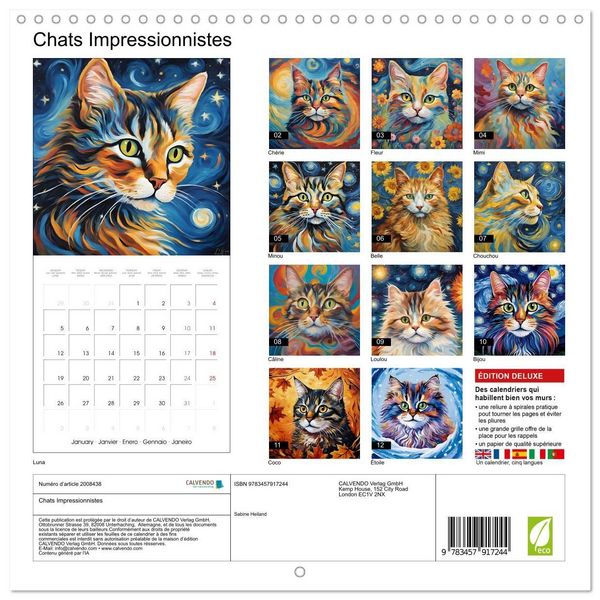 Produktbild: Heiland, S: Chats Impressionnistes (Calendrier mural carr&eacute; 2