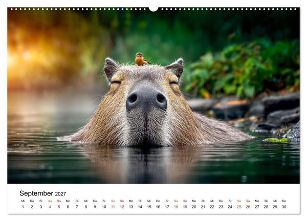 Produktbild: Capybara - die Ruhe als Lebensform (hochwertiger Premium Wandkalender 2027 DIN A2 quer), Kunstdruck in Hochglanz