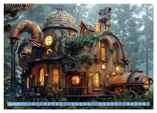 Produktbild: Steampunk Domizile (hochwertiger Premium Wandkalender 2026 DIN A2 quer), Kunstdruck in Hochglanz