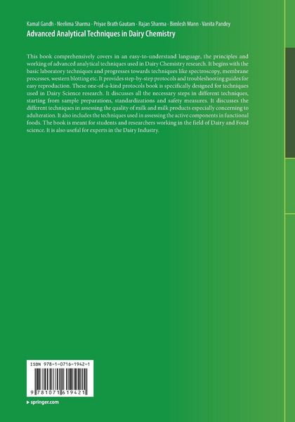 Produktbild: Advanced Analytical Techniques in Dairy Chemistry