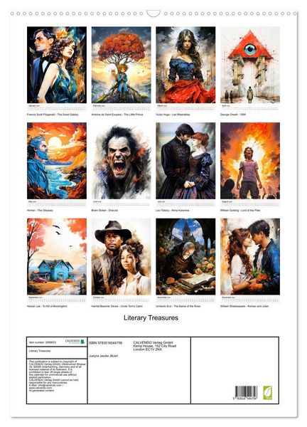Produktbild: Literary Treasures (Wall Calendar 2026 DIN A2 portrait), CALVENDO 12 Month Wall Calendar