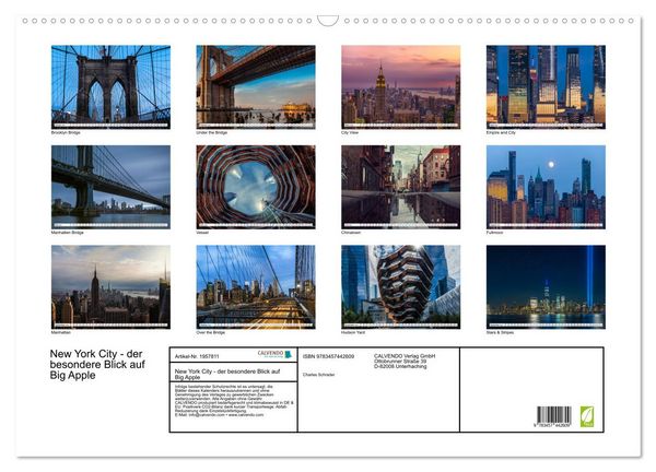 Produktbild: New York City - der besondere Blick auf Big Apple (Wandkalender 2026 DIN A2 quer), CALVENDO Monatskalender