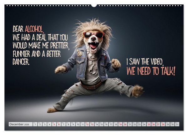 Produktbild: Crazy dogs COOL SAYINGS (Wall Calendar 2026 DIN A2 landscape), CALVENDO 12 Month Wall Calendar