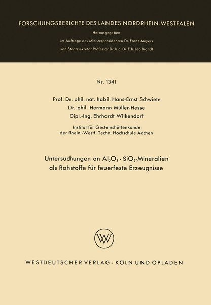 Produktbild: Untersuchungen an Al2O3 &middot; SiO2-Mineralien als Rohstoffe f&uuml;r feuerfeste Erzeugnisse