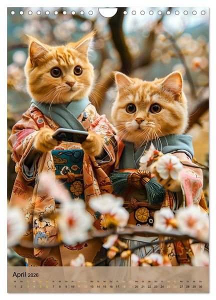 Produktbild: Katzen auf Abenteuerreise - Globetrotter-Katzen entdecke ferne Kulturen (Wandkalender 2026 DIN A4 hoch), CALVENDO Monatskalender