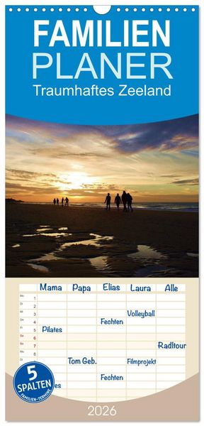 Familienplaner 2026 - Traumhaftes Zeeland mit 5 Spalten (Wandkalender, 21 x 45 cm) CALVENDO