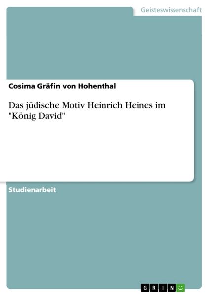Produktbild: Das j&uuml;dische Motiv Heinrich Heines im "K&ouml;nig David"