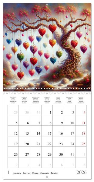 Produktbild: Branches du c&oelig;ur (Calendrier mural carr&eacute; 2026 30x30 cm) Calendrier double avec une page pour vos prises de notes