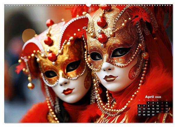 Produktbild: MASKEN - poetisch und vertr&auml;umt (Wandkalender 2026 DIN A2 quer), CALVENDO Monatskalender