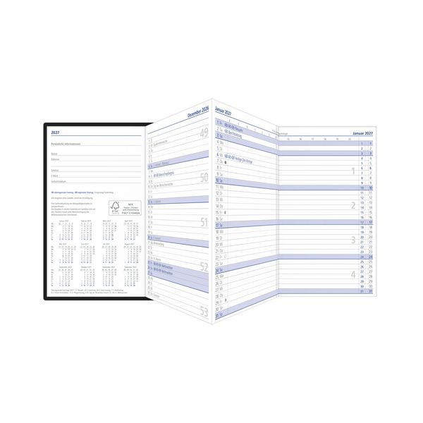 Produktbild: Kalenderersatzeinlage TP 1M/2S Leporello 2027