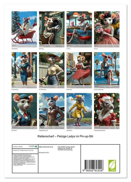Produktbild: Rattenscharf &ndash; Pelzige Ladys im Pin-up-Stil (Wandkalender 2026 DIN A4 hoch), CALVENDO Monatskalender