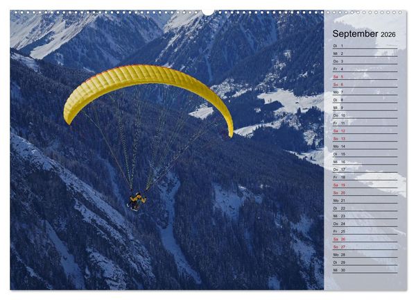 Produktbild: Gleitschirmfliegen in den Tuxer Alpen (hochwertiger Premium Wandkalender 2026 DIN A2 quer), Kunstdruck in Hochglanz