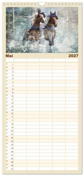Produktbild: Familienplaner 2027 - Pferde zum Tr&auml;umen mit 5 Spalten (Wandkalender, 21 x 45 cm) CALVENDO