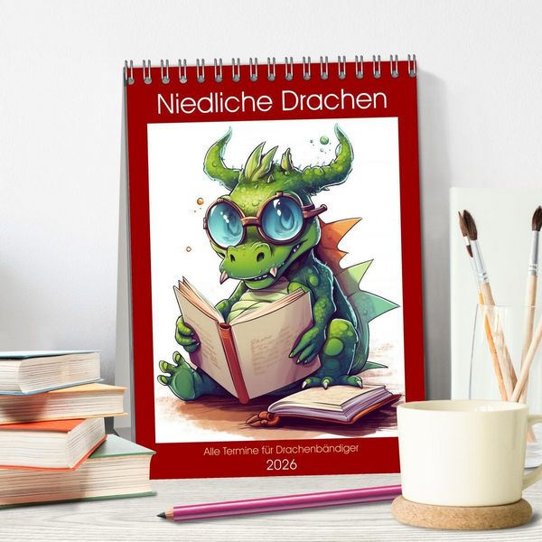 Produktbild: Niedliche Drachen (Tischkalender 2026 DIN A5 hoch), CALVENDO Monatskalender