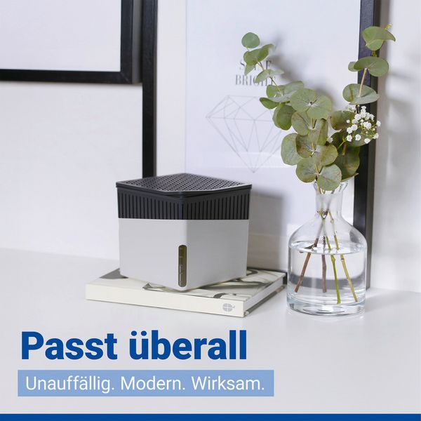 Produktbild: Raumentfeuchter Mod. Cube Grau 500 g, 2er Set, beugt Schimmel und Ger&uuml;chen vor