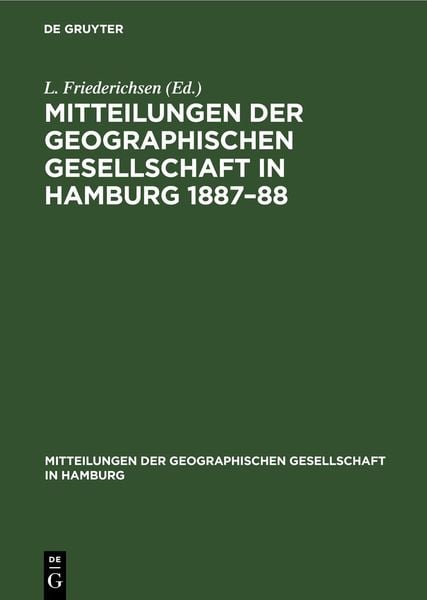 Produktbild: Mitteilungen der Geographischen Gesellschaft in Hamburg 1887&ndash;88
