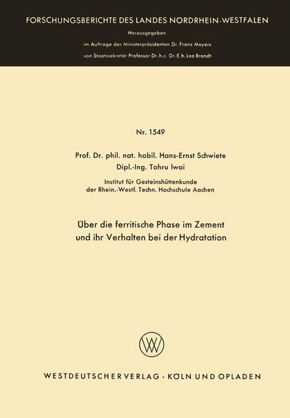 Produktbild: &Uuml;ber die ferritische Phase im Zement und ihr Verhalten bei der Hydratation